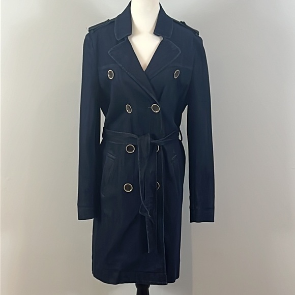 Luisa Cerano Denim Trench Coat Jacket - Picture 3 of 16
